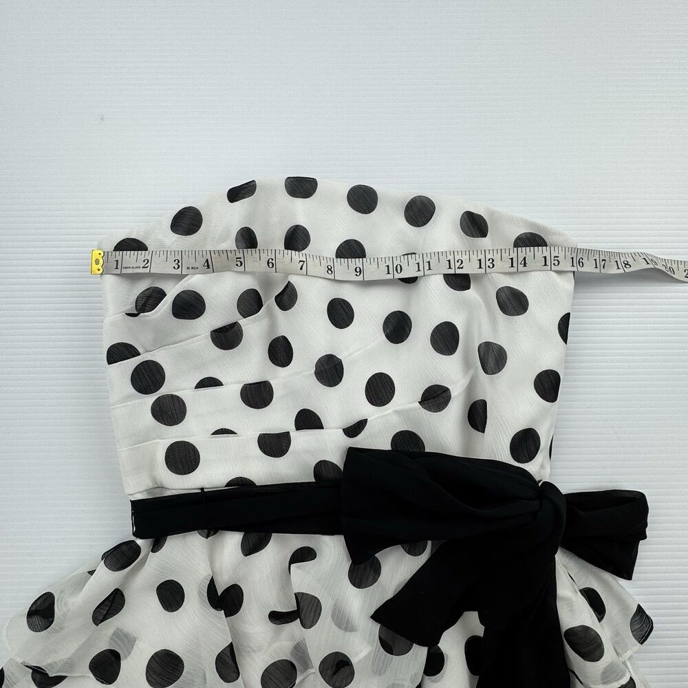 White House Black Market Polka Dot Strapless Dress Womens 8 Tiered Ruffle - Picture 9 of 10